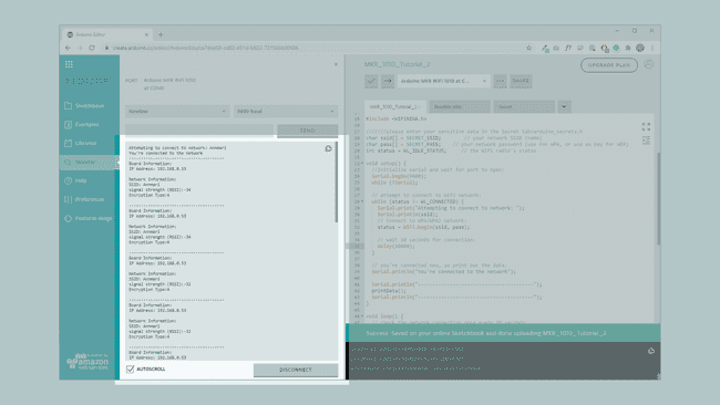 Serial Monitor output on Web Editor.