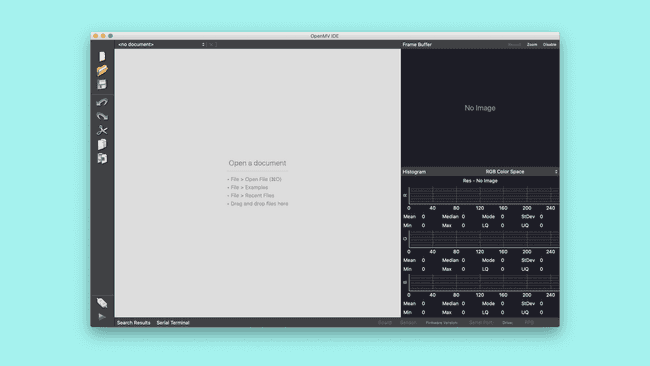 The OpenMV IDE after starting it