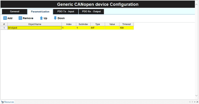 CANopen objects mapping table