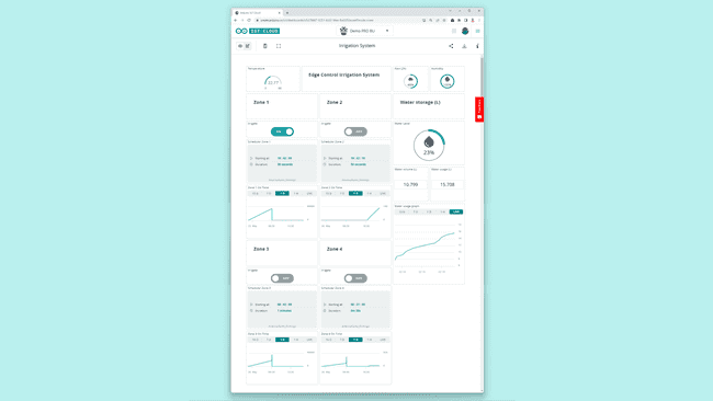 Arduino Cloud project dashboard 