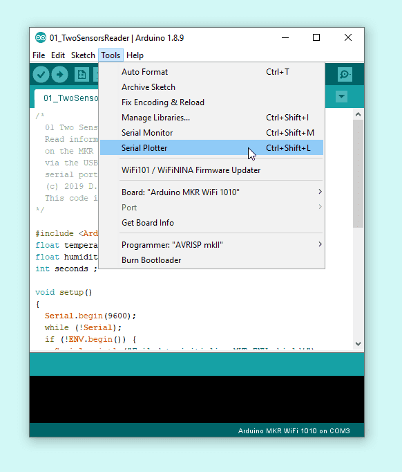 Figure 3: Selecting the tools menu