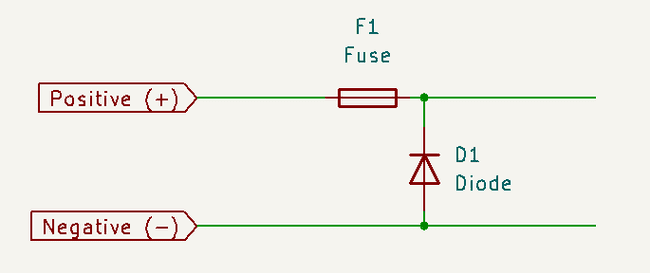 Simple reverse polarity protection circuit.