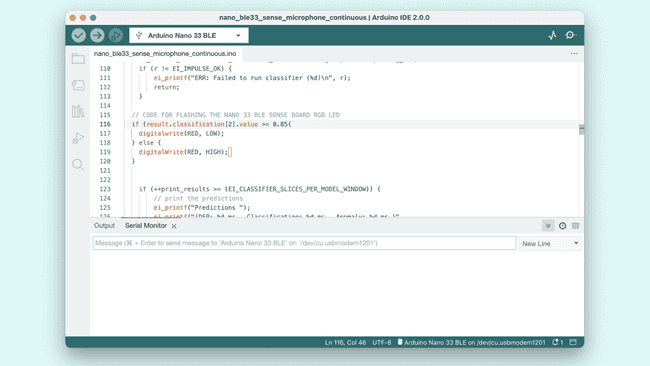 Adding RGB LED code to the sketch.