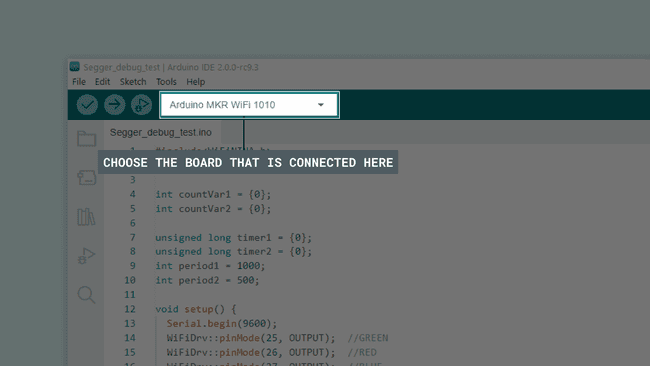 The board and port recognized by the Arduino IDE 2.