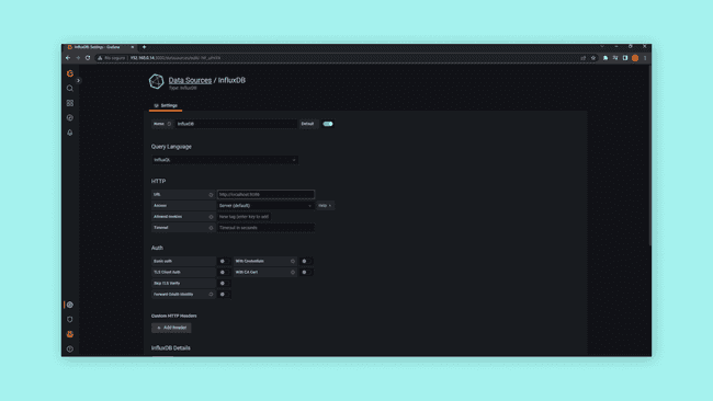 Adding data sources to Grafana via its GUI.